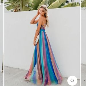 Vici Dolls Sugar Plum Striped Maxi Dress Large